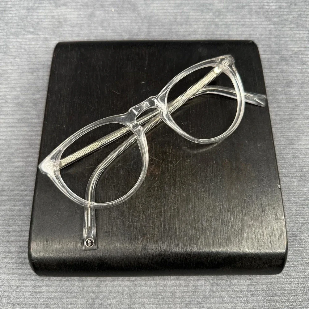 Warby‎ Parker Haskell Eyeglasses Crystal Clear Round Frames 49-22-145 Glitter